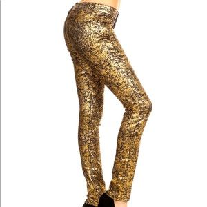 Gold Metallic Skinny Jeans - Size 5 Juniors